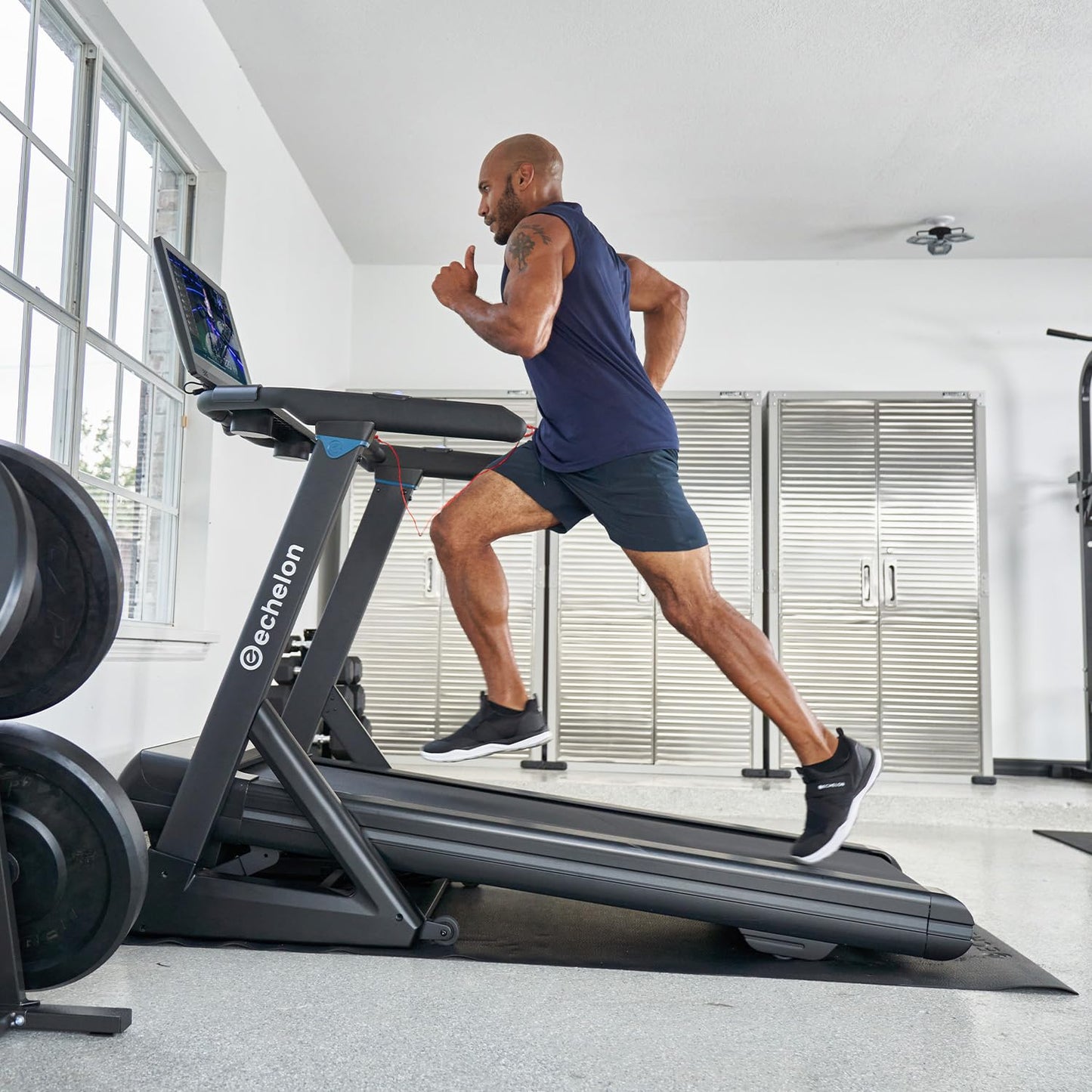 Echelon Stride 4S+22 Treadmill | 22ā HD Touchscreen, 3.0 CHP Brushless Motor, 10% Incline, Foldable Home Gym, Heart Rate Sensors, Device Tray, Water Bottle Holders