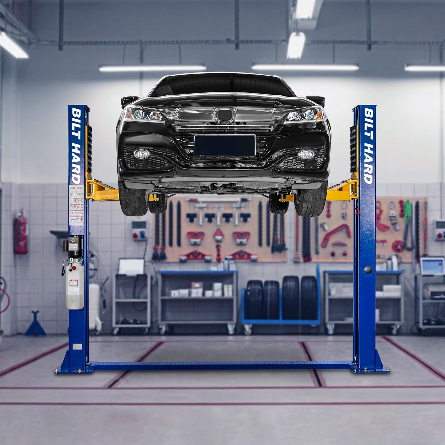 BILT HARD 11000lbs 2 Post Car Lift, Clear Floor Auto Lift with 220V 3HP Motor & Double Lock Release for Home Garage and Auto Shop