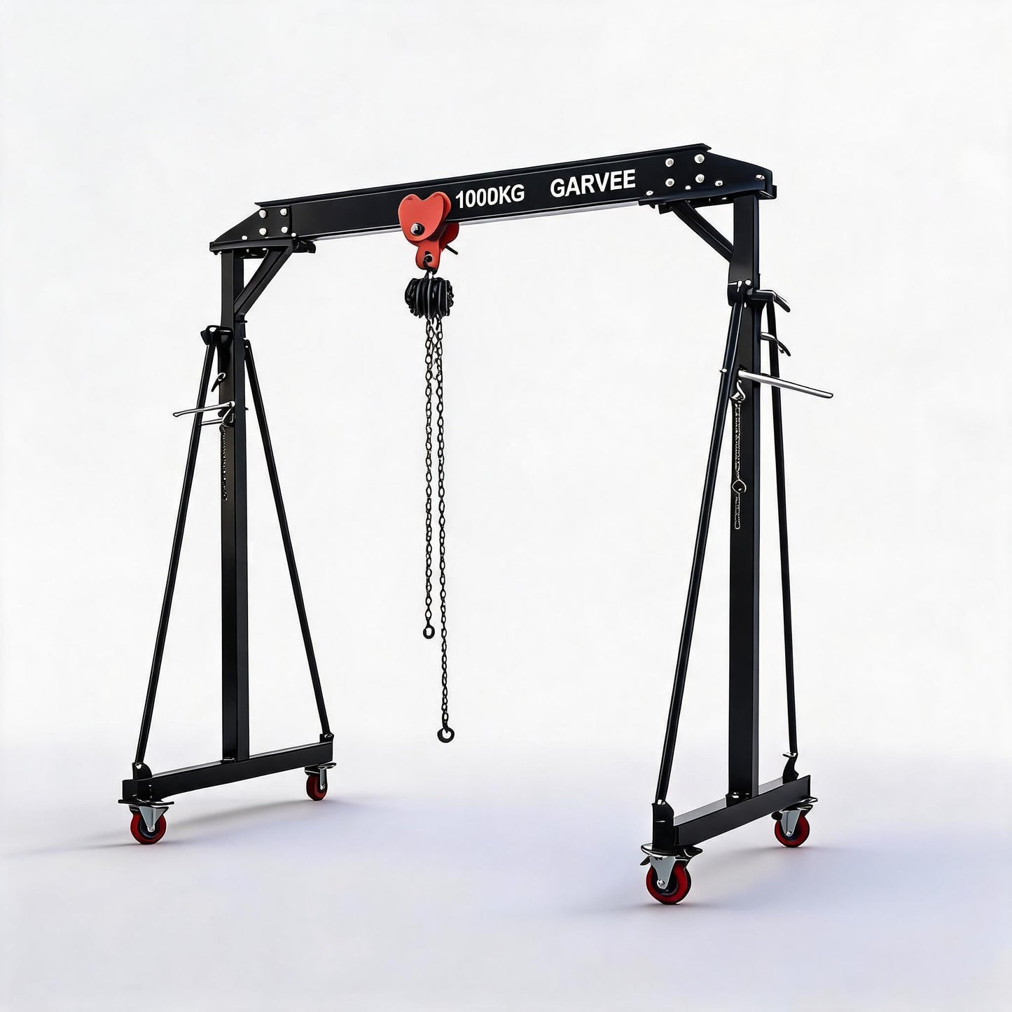 Garvee Alloy Steel Gantry Crane 1 Ton 2200 LBS Capacity with Manual Trolley, Chain Hoist, Lifting Slings, Shackles, Eye Hooks and Ratchet Straps for Warehouse Factory Garage Auto Repair