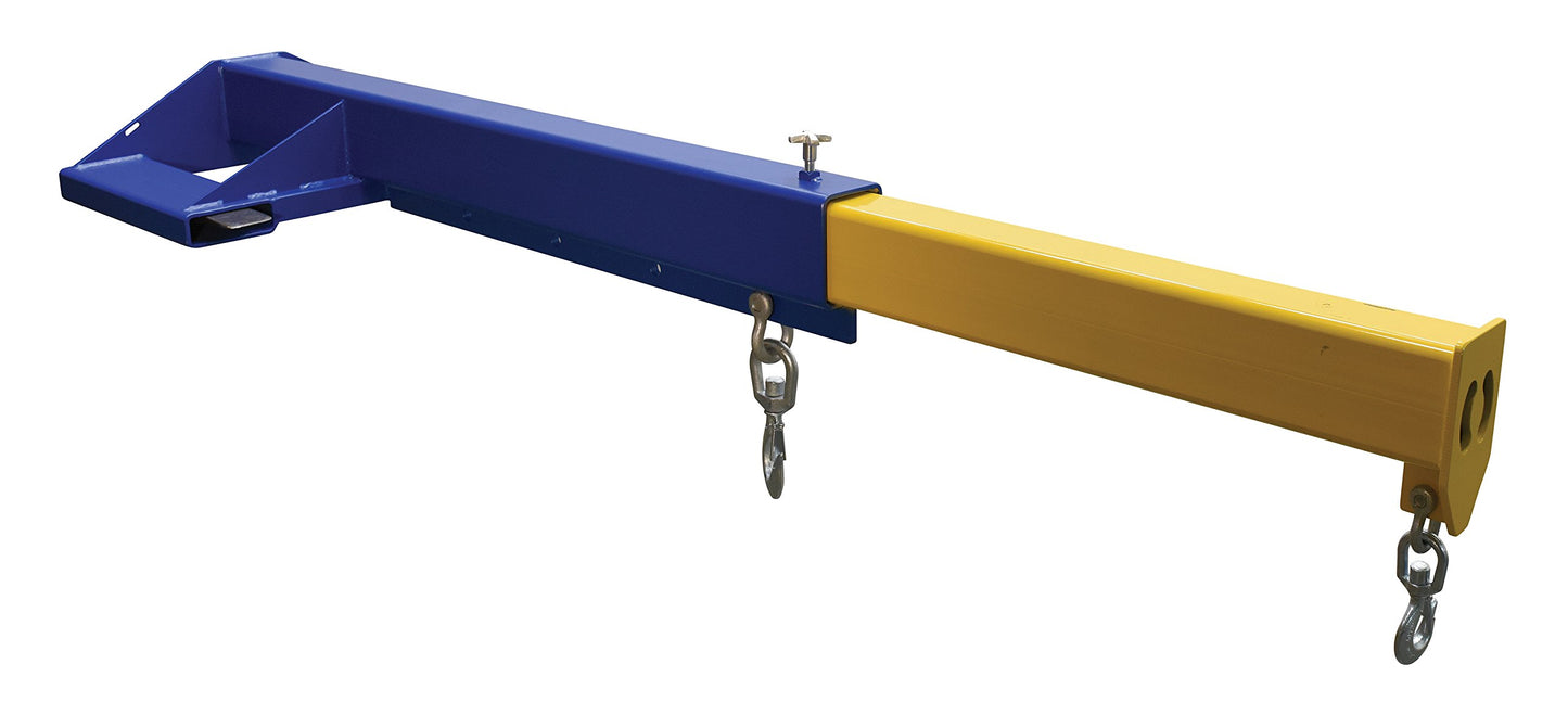 Vestil LM-EBT-8-36 Steel Economy Telescoping Lift Boom 36 In Fork Pocket Center 8,000 Lb. Capacity Blue and Yellow