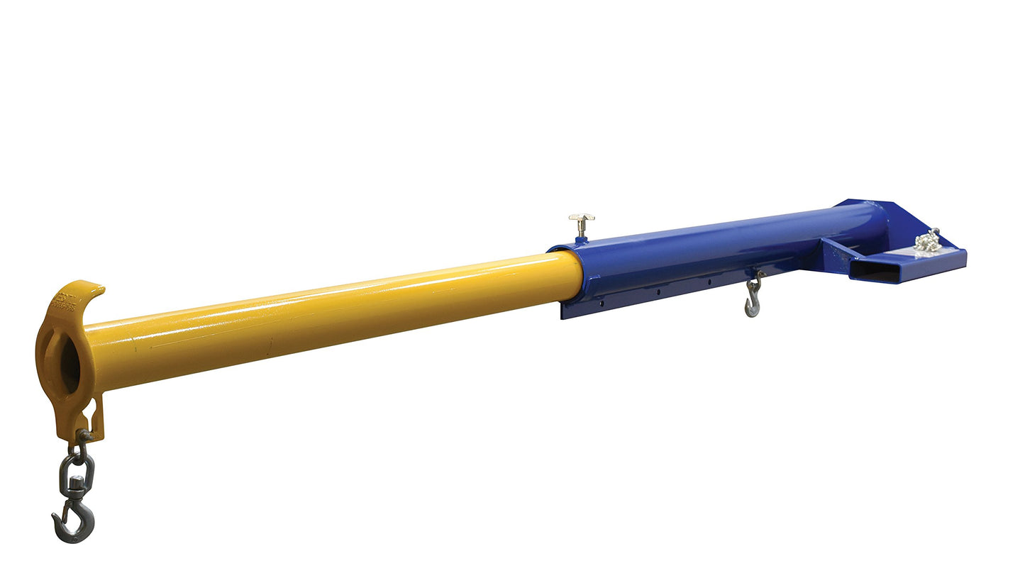 Vestil LM-EBT-4-11 Steel Economy Telescoping Lift Boom 11 In. Fork Pocket Center 4,000 Lb. Capacity Blue and Yellow