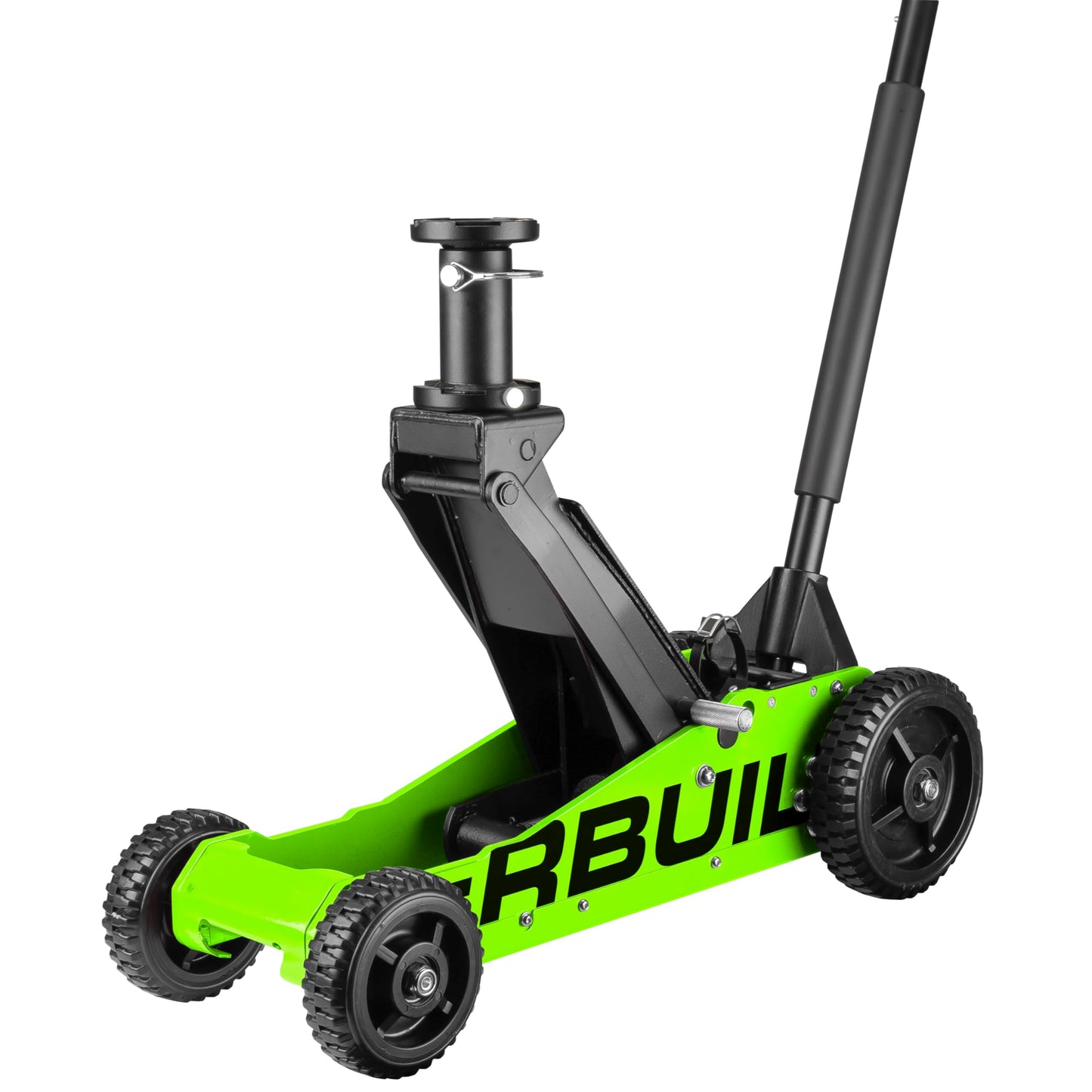 Powerbuilt 2.5 Ton Big Wheel Off Road Jack, Vehicle Lift for Trucks, SUVs, ATVs Offroad Vehicles, Oversized Wheels for Rugged Terrain, 5000 LB Capacity, Green 620624ECE