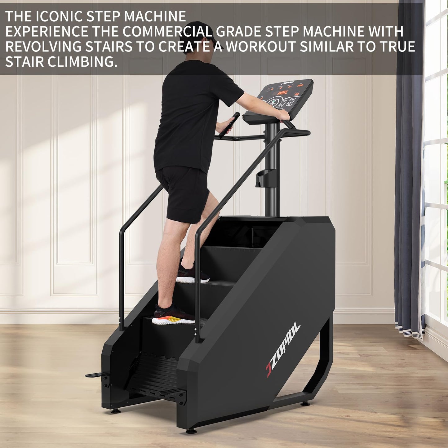 Stair Machine, Commercial Grade Stepmill Machine, Stair Stepper with LCD Screen, Cardio and Lower Body Workouts, 450LBS, 15-164 Steps/Minute, Black
