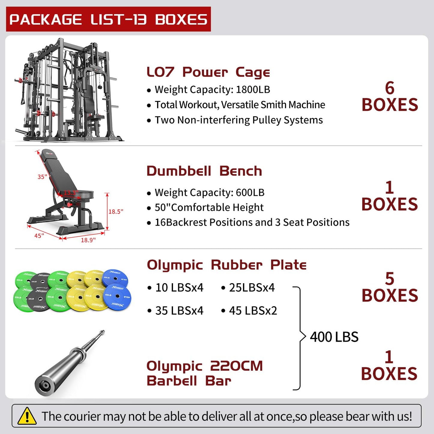 Multi-Purpose Squat Rack,Smith Machine Weight Rack Set with Cable Crossover System, Home Gym Power Racks, Power Racks and Packages (L07 two users, Power cage Black+bench+(pole+Color BP)400LBS)