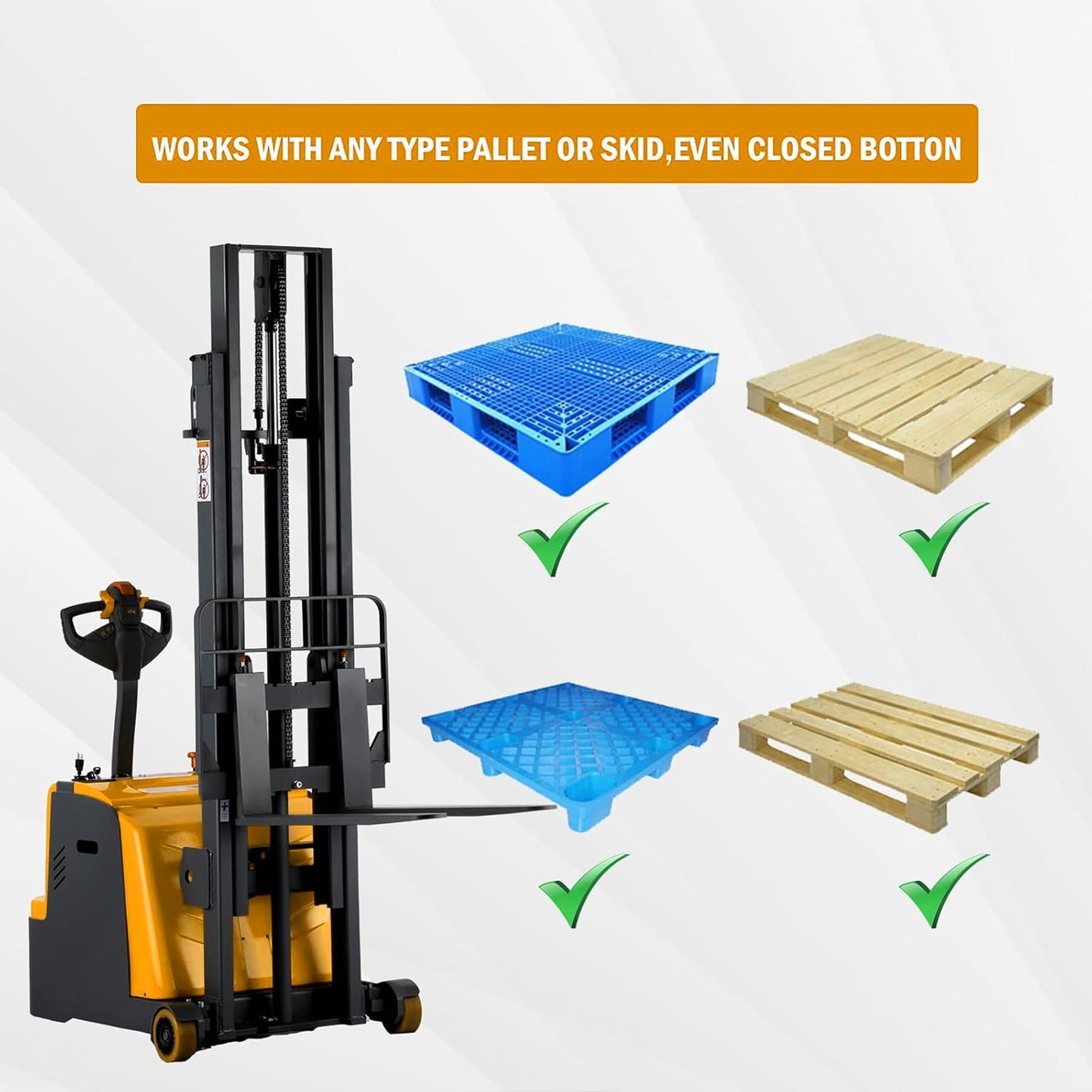 Tory Carrier Forklift Full Electric,Material Lift Counterbalanced Stacker,Pallet Lift 118”Height 1200lbs Capacity