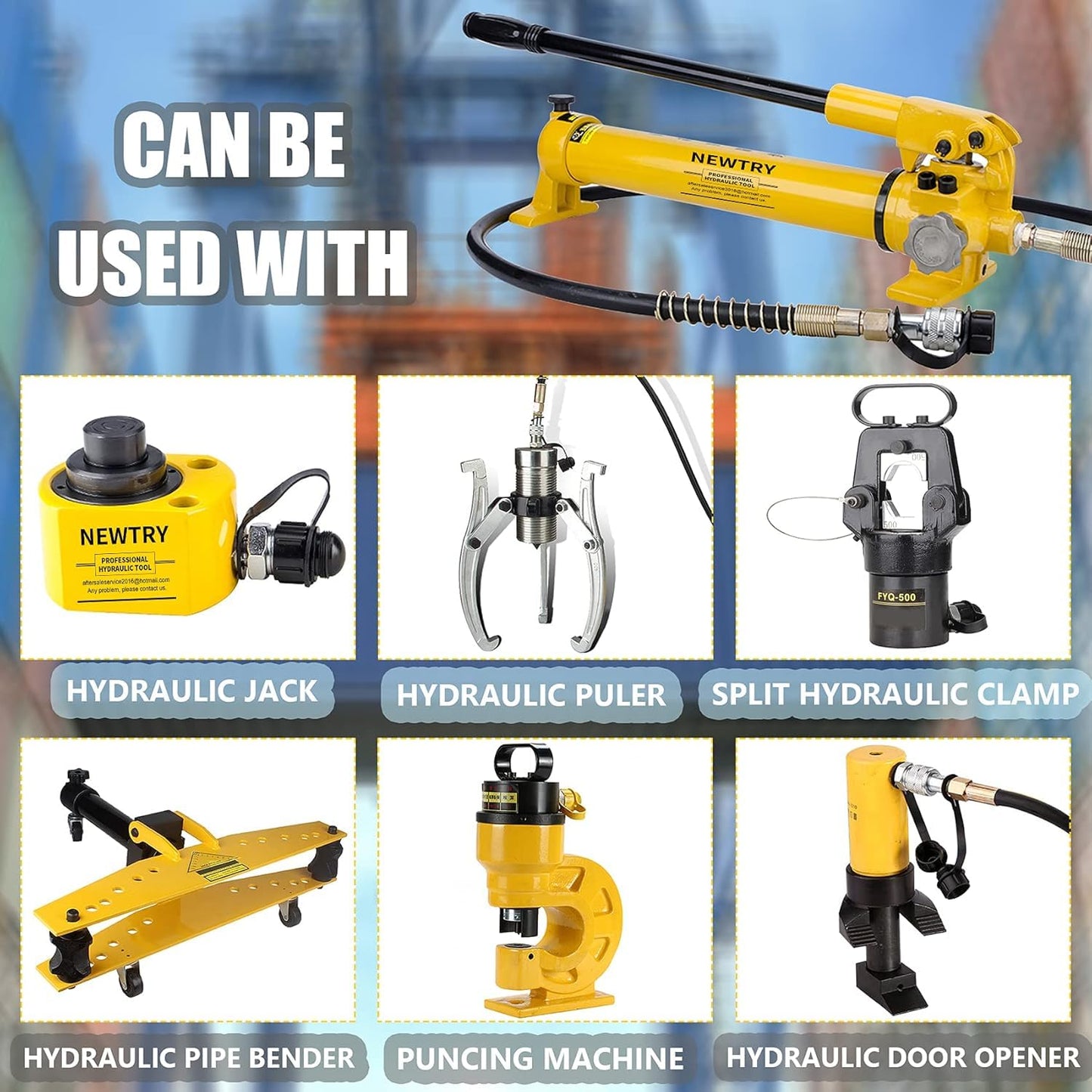 NEWTRY 100 ton Hydraulic Ram Jack + CP-700 Hydraulic Hand Pump Low Profile Porta Power Kit Single Section Mini Jack 0.78’’ Stroke Industrial Hydraulic Cylinder