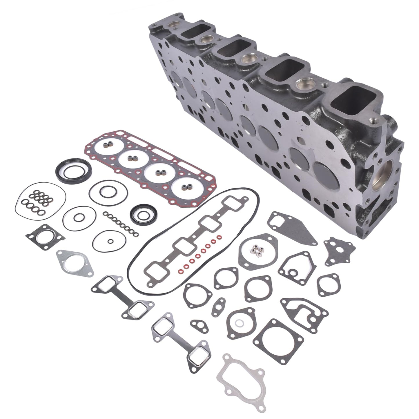 Cylinder Head and Gasket Set Fit for Cummins A2000 A2300 Engine Daewoo Forklift D20S D25S D30S, Overhaul Kit with OE 4900995 4900715 4900931
