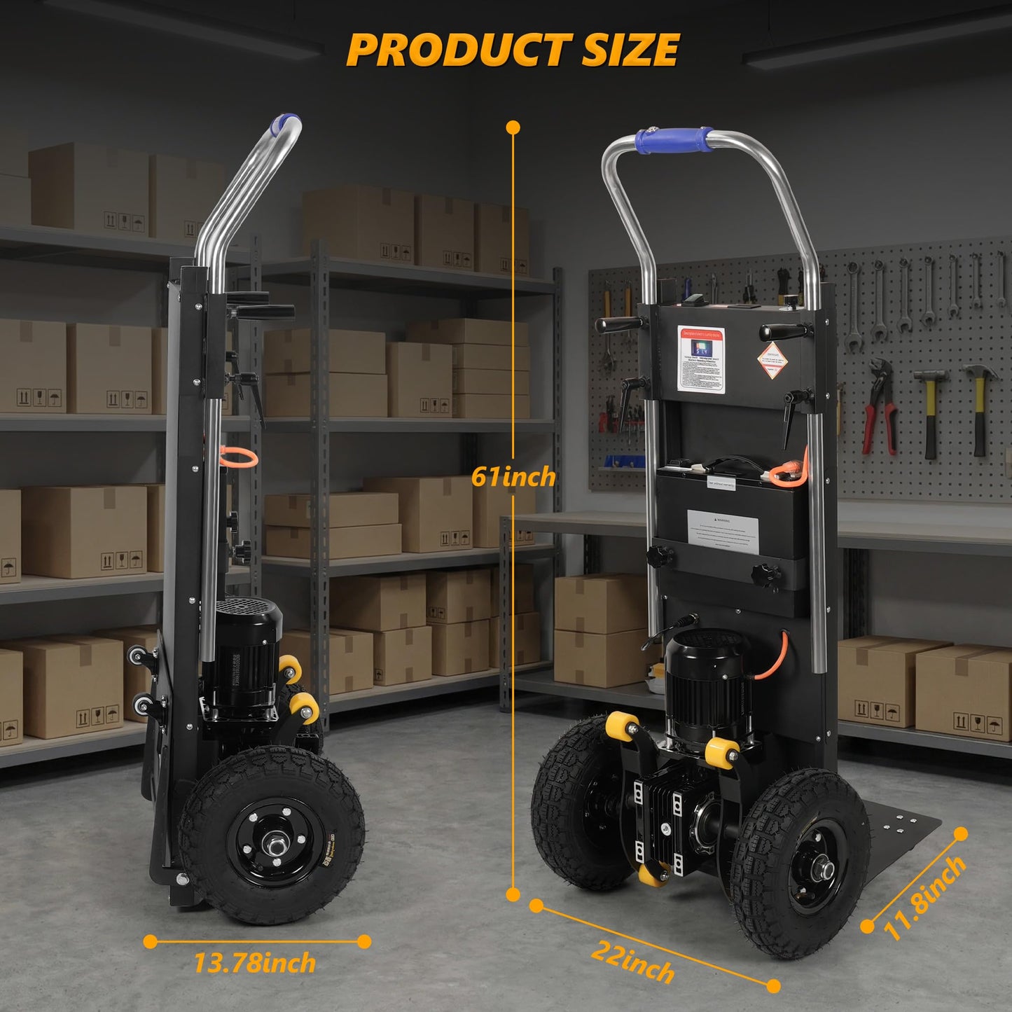 Electric Stair Climbing Dolly 1500W, Heavy Duty Stair Climber Hand Truck, Powered Stair Climbing Cart with 10" Anti-Slip Tires, Adjustable Speed Moving Cart for Appliances Furniture (900 lbs Capacity)