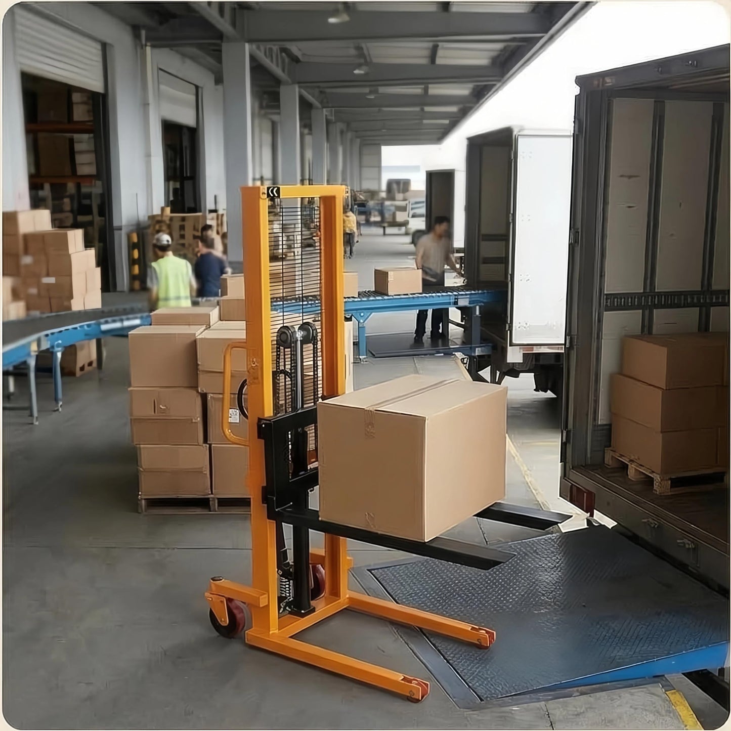 Amarite 2200lbs Manual Hydraulic Stacker - Open Bottom Pallets Only - 63" Lift Height Manual Pallet Stacker with Adjustable Forks