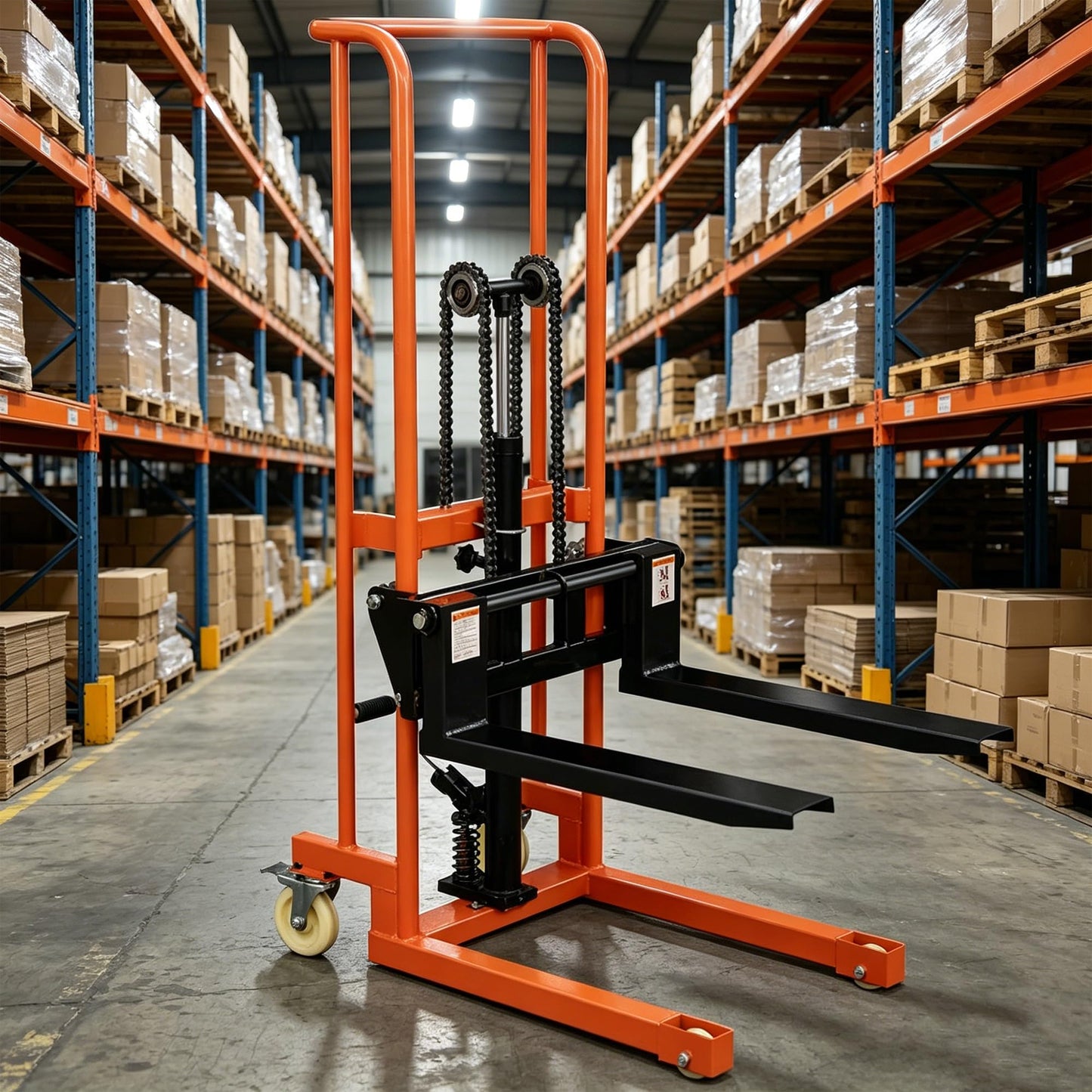 Hydraulic Manual Pallet Truck Maximum 400 kg - Stacker for Warehouse and Workshop, High Load Capacity, for Warehouse and Workshop(Raise by 160 cm)