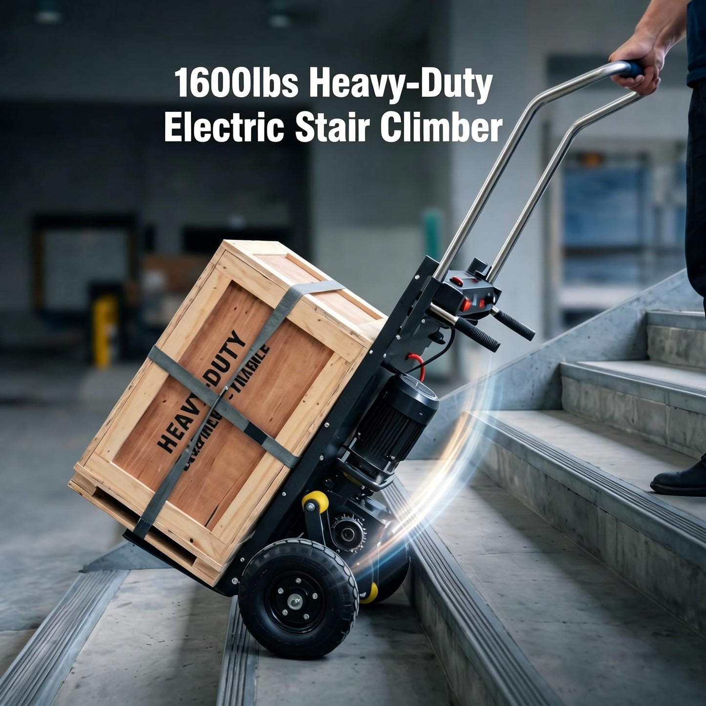 Motorized Dolly, 1600 lbs Capacity, Electric Stair Climbing Dolly 2500W Powered Hand Truck with Foldable Frame & Telescopic Pull Handle for Moving Furniture, Fridges, Heavy Equipment (Black)