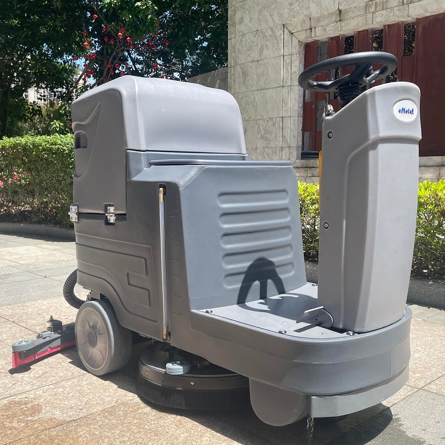 HiBuyer Commercial Ride-On Floor Scrubber Machine 21" Brush w/ 38 Inch Squeegee, 21.1 Gallon Tank Automatic Commercial Riding Floor Cleaning Scrubber