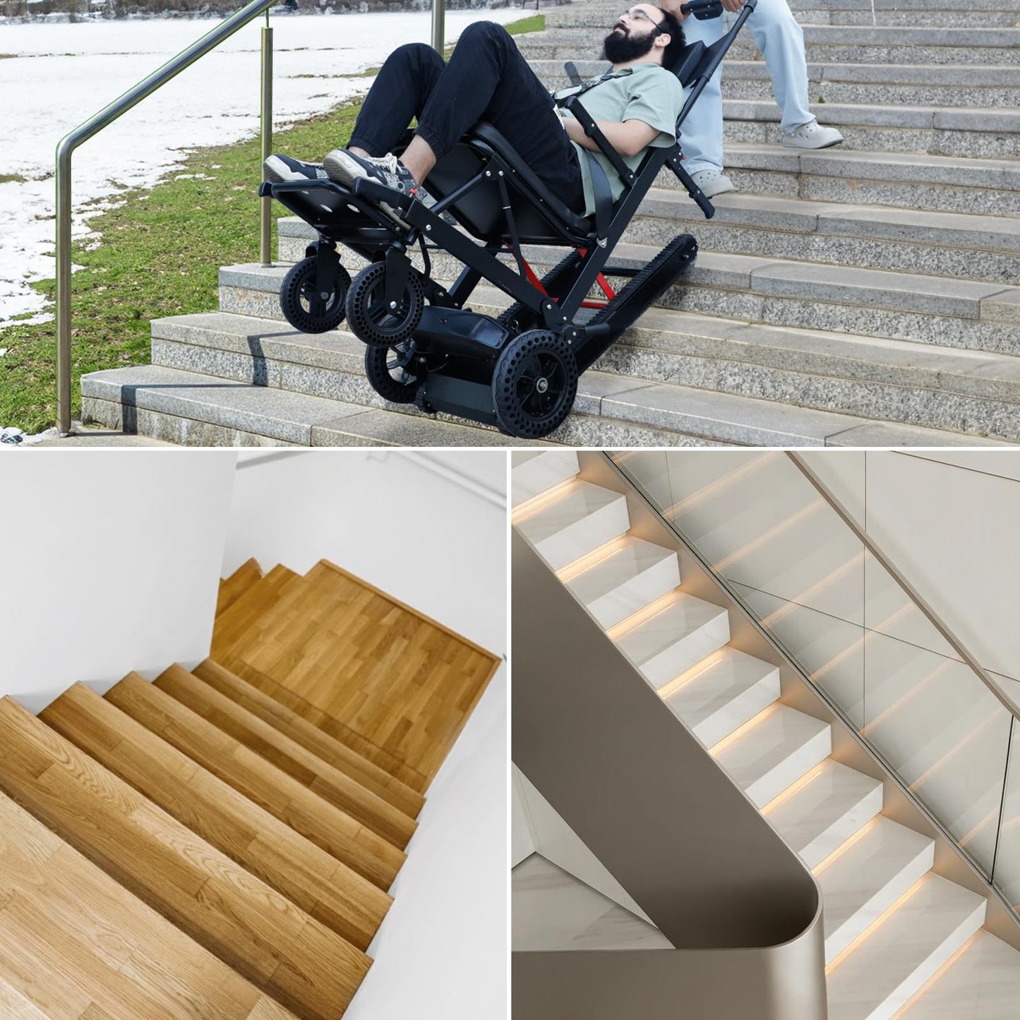 Electric Stair Climbing Wheelchair Foldable Stair Lifts for Seniors 450lbs Load Capacity Motorized Stair Chair Stairlift with Seat Belts Comfortable Cushion Powered Wheelchair (NXN20-205, NXN20-205M)