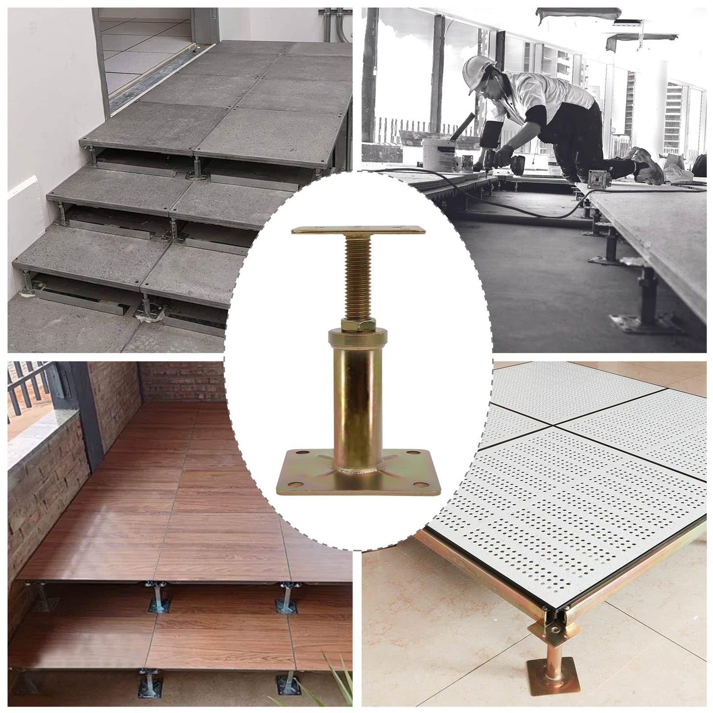 4 Pack Adjustable House Floor Jacks – 5"-8" Heavy Duty House Jacks for Leveling, Steel Support Posts for Beams, Decks, Crawl Spaces, Basements-Bronze