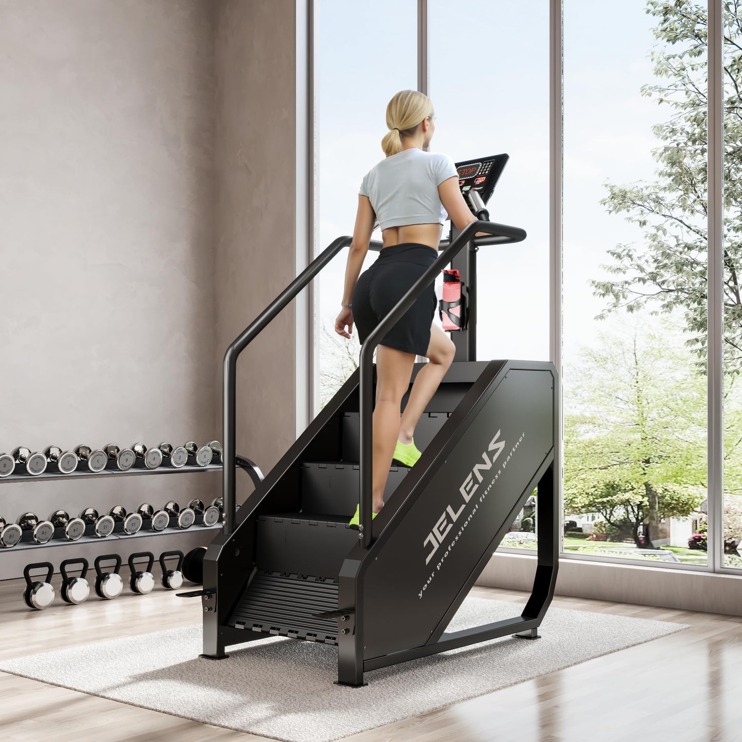 JELENS Stair Stepper Machine with LED Screen, 550 LBS Commercial Grade Stairmaster Machine, Stair Climber with 15 Resistance Levels, 24-164 Steps/Minute (Grey)