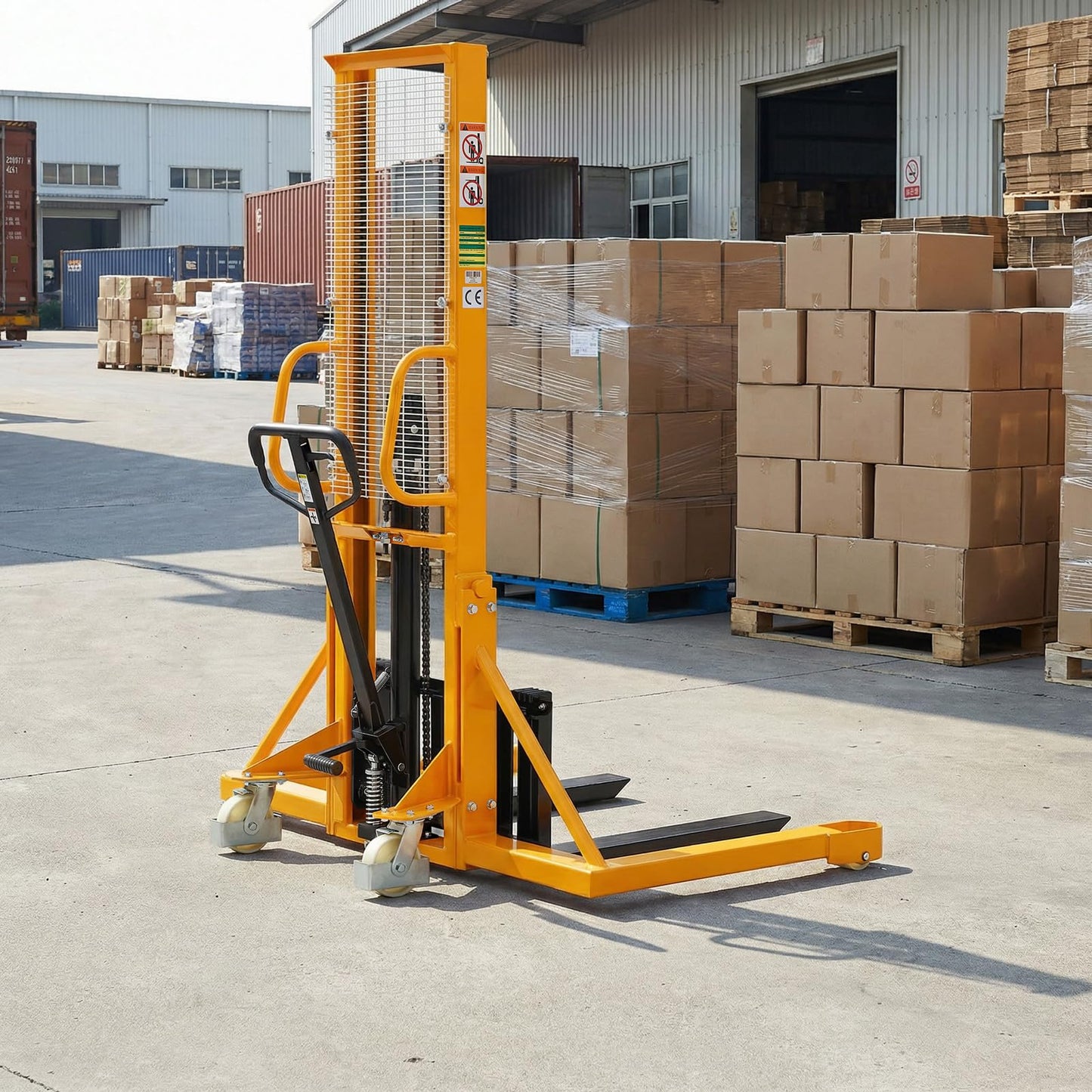 APOLLOLIFT Manual Pallet Stacker with Straddle Legs 1100lbs Capacity 63" Lift Height Adjustable Forks