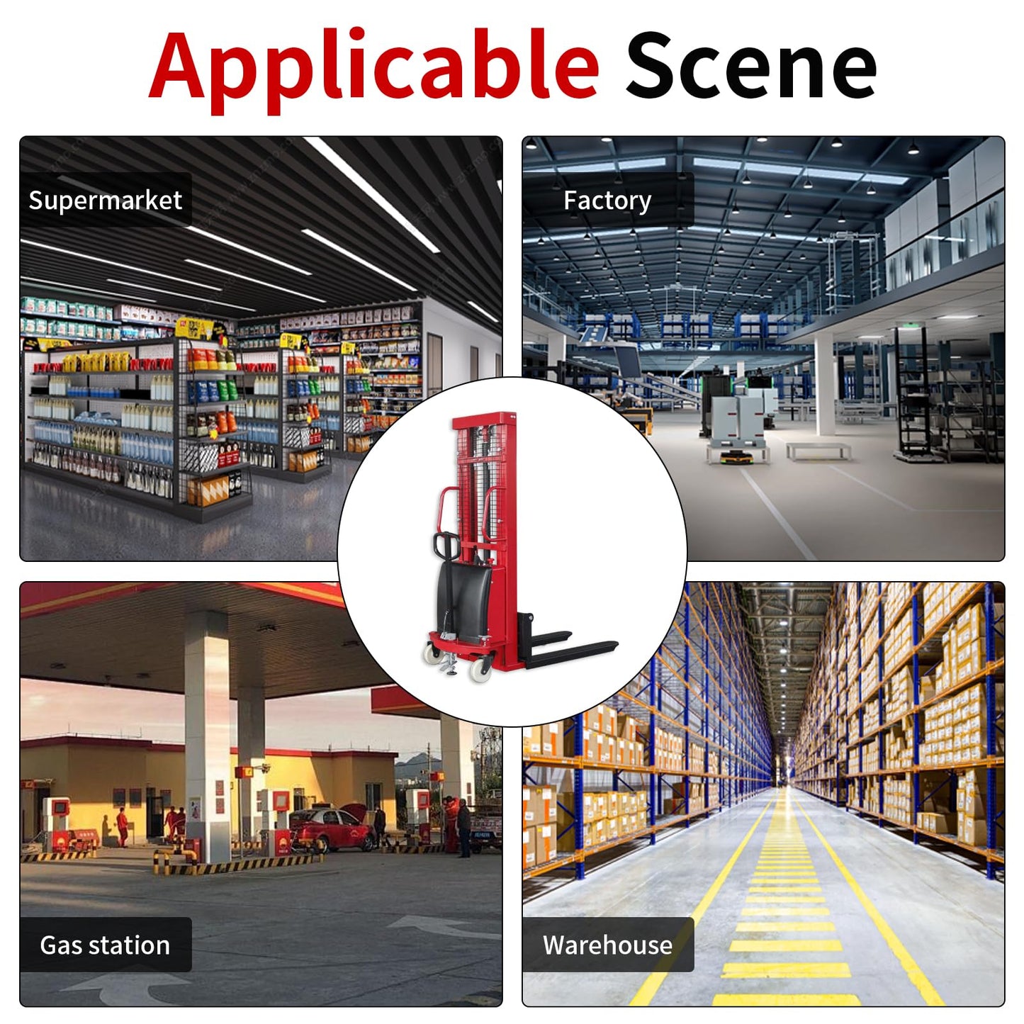 Electric Stacker 3300Lbs Capacity Pallet Forklift, 118in Max Lifting Height Material Lifter with Adjustable Forks for Warehouse