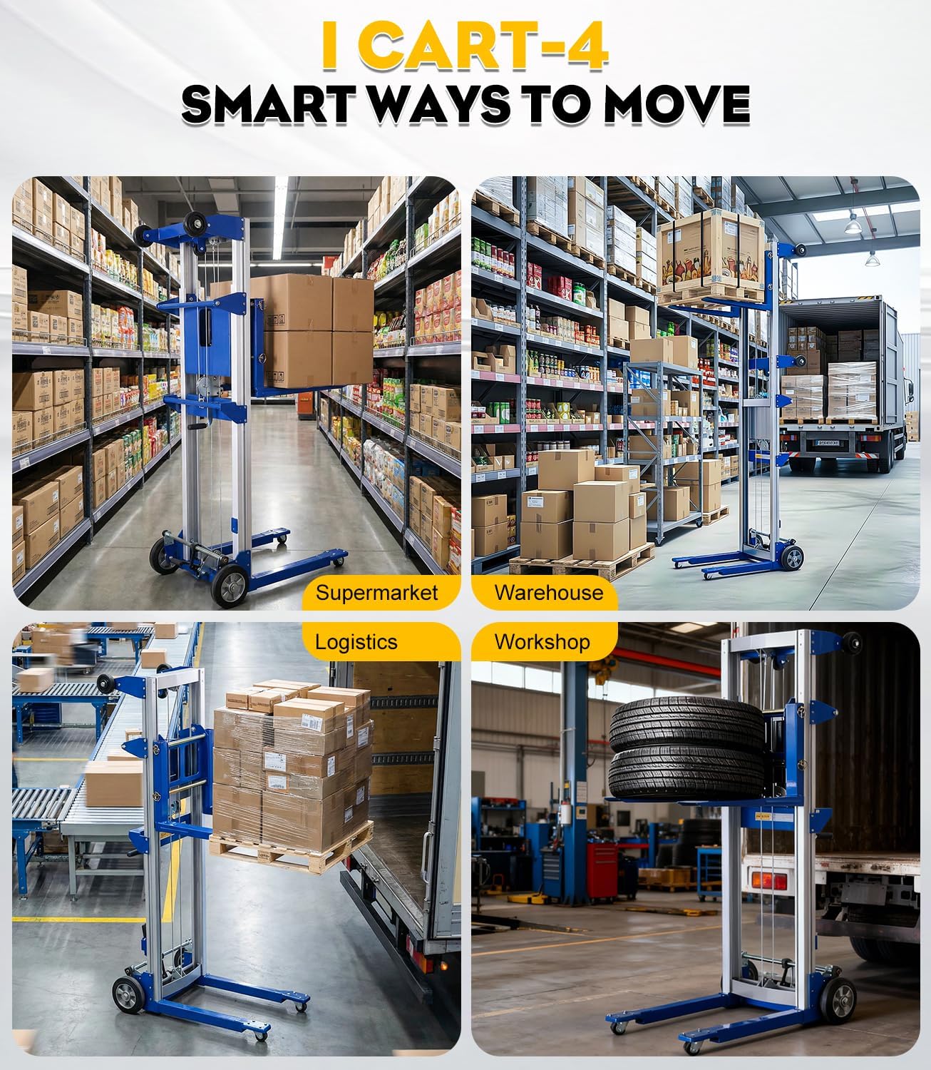 440 lbs Material Lift Winch Stacker, 122" Lift HeightAdjustable Straddle Hand Winch Lift Truck, Material Lifts for Warehouse, Factory, Library, Logistics