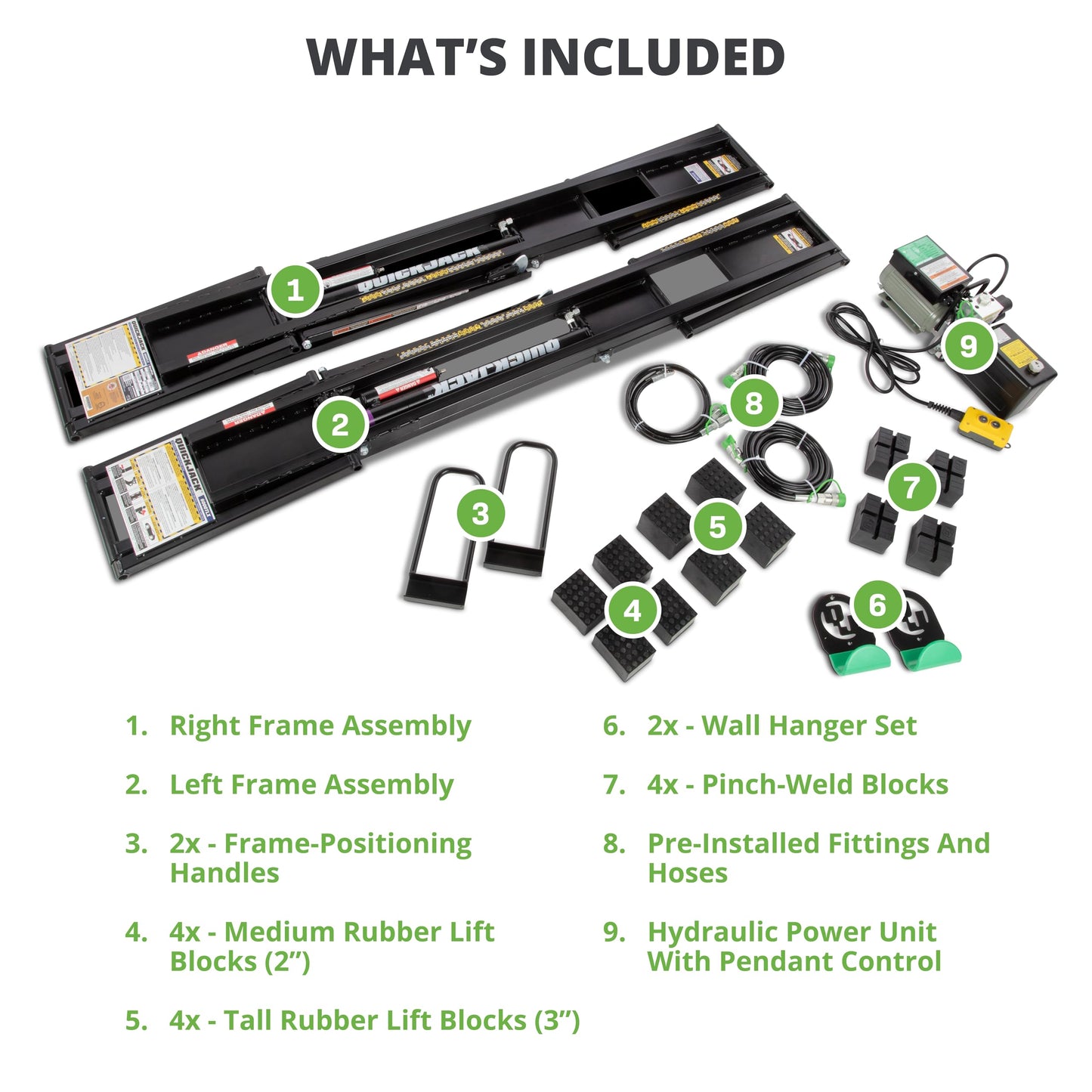 QuickJack Bundle - 6000TLX Portable Car Lift, Includes Pinch Weld Blocks & Wall Hangers, ALI Certified, 110V Power Unit, Truck Lift for Garage & Shop, (6,000 lbs. Capacity)
