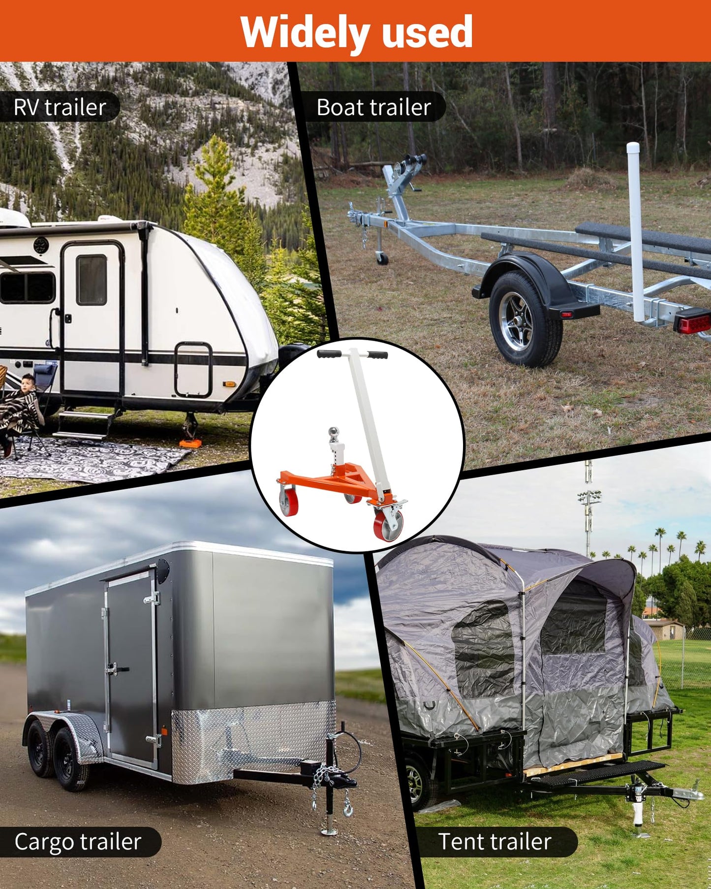 Krysolad Trailer Dolly, 3500 lb Tongue Weight Trailer Mover with 1-7/8 in Ball, Angle Adjustable, Suitable for RV Boat Motorcycle Jet Ski