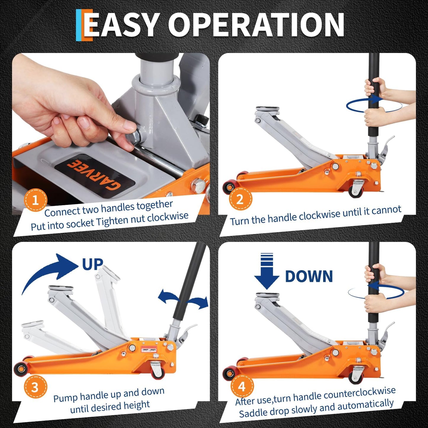 Patikuin 3 Ton Heavy Duty Ultra Low Profile Hydraulic Racing Floor Jack - Dual Piston Quick Lift Pump - Aluminum & Steel Construction - 2.95–16.54 Inch Lifting Range for Car, SUV, Truck, Garage - Slow