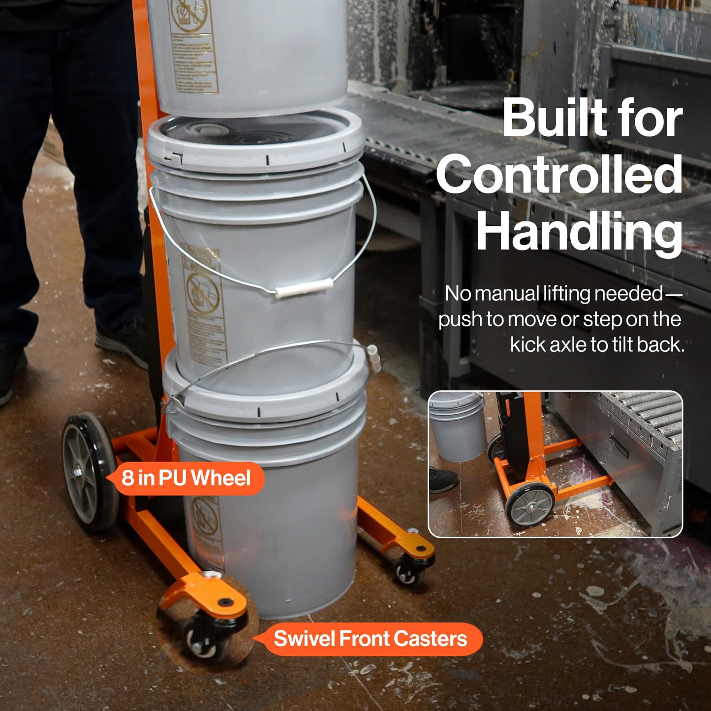 Superhandy Electric Pail Lift Hand Truck, 220 Lb Capacity for 5-Gallon Buckets, 48V 2Ah Battery Powered Lifter, Lightweight Portable Design, Quiet & Efficient Motor for Easy Loading
