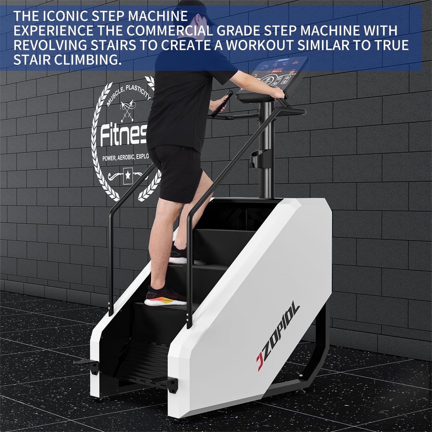 Stair Machine, Commercial Grade Stepmill Machine, Stair Stepper with LCD Screen, Cardio and Lower Body Workouts, 450LBS, 15-164 Steps/Minute, White