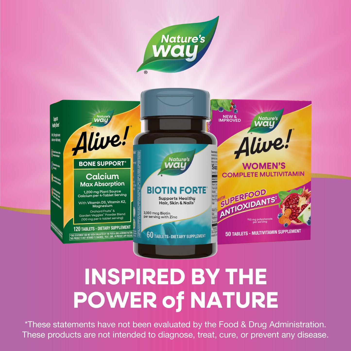 Nature's Way Biotin Forte, Supports Healthy Hair, Skin & Nails*, Hair Skin and Nails Vitamins*, 3000 mcg Biotin per Serving, with Zinc, Vitamin C, B-Vitamins, 60 Tablets (Packaging May Vary)