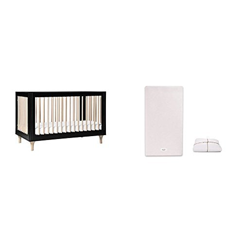 Lolly 3-In-1 Convertible Crib with Pure Core Non-Toxic Crib Mattress with Dry Waterproof Cover