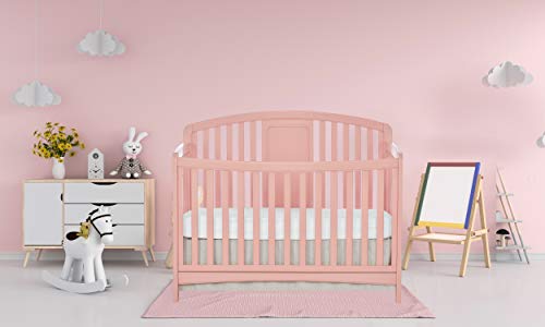Sweetpea Baby Arc 4-in-1 Convertible Crib in Dusty Pink, Greenguard Gold Certified