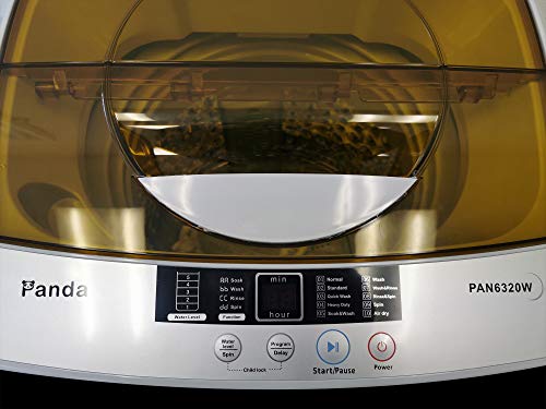 Panda Portable Washing Machine, 10lbs Capacity, 10 Wash Programs, 2 built in rollers/casters, Compact Top Load Cloth Washer, 1.34 Cu.ft