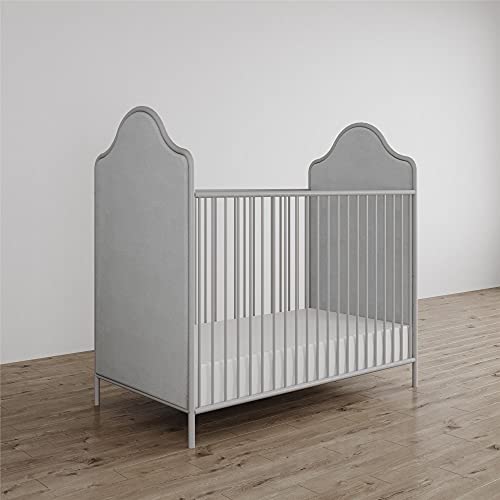 Little Seeds Piper Upholstered Convertible Metal Crib, Nursery Furniture, Dove Gray
