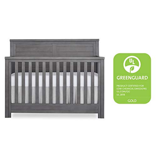 Evolur Belmar Flat 5-in-1 Convertible Crib in Rustic Grey, Greenguard Gold Certified