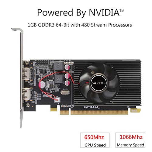 SAPLOS Radeon HD 6570 Graphics Card,Dual HDMI,1GB,GDDR3,64-Bits,PCI-Express 2.0 X16, Low Profile Computer GPU,Desktop Video Card for PC Gaming,DirectX 11