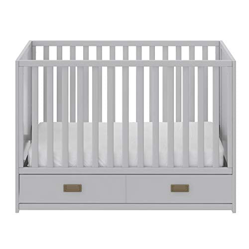 Little Seeds Haven 3-in-1 Convertible Storage Crib, Nursery, Dove Gray