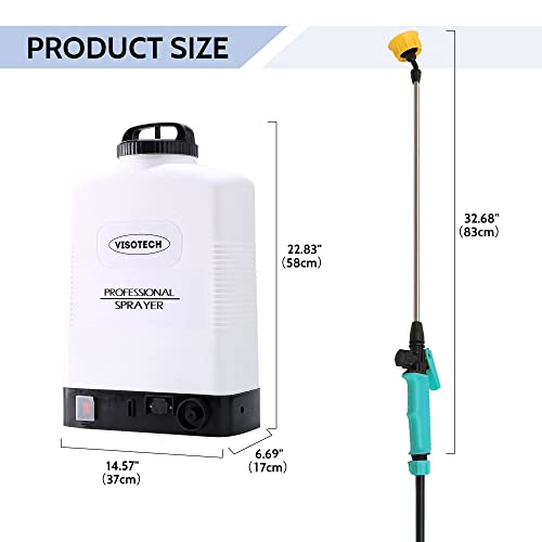 VISOTECH Battery Powered Sprayer, High Pressure Gardening Sprayer, Powerful Backpack Sprayer with Adjustable Nozzles, Electric Sprayer in Garden and Lawn (5.3 Gallon)