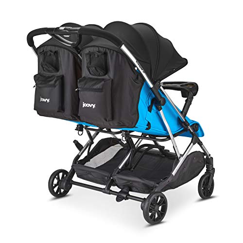 Joovy Kooper X2 Double Stroller, Lightweight Travel Stroller, Compact Fold with Tray, Glacier