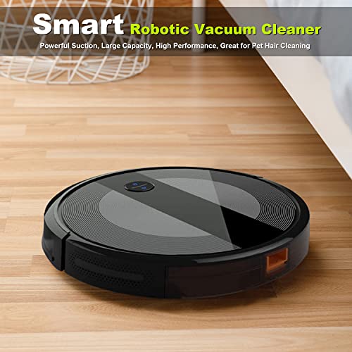 Robot Vacuum Cleaner, Super-Thin, Strong Suction,Compatible with Alexa,Quiet, Self-Charging Robotic Vacuum Cleaner, Cleans Hard Floors to Medium-Pile Carpets (2000Pa, Black)
