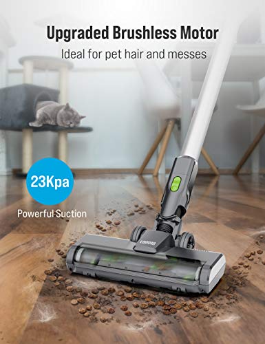 TOPPIN Cordless Stick Vacuum Cleaner - 23KPa Powerful Suction for Pet Family, 8 in 1 Lightweight Stick Handheld Vacuum with 34min Detachable Battery, 250W Brushless Motor for Hard Floor Carpet Car