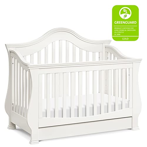 Million Dollar Baby Classic Ashbury 4-in-1 Convertible Crib with Toddler Bed Conversion Kit in White, Greenguard Gold Certified