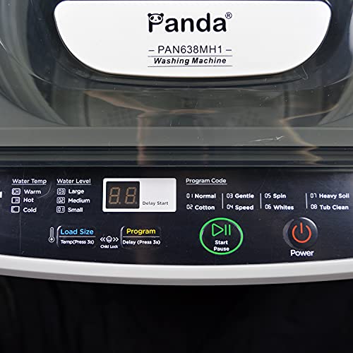 Panda Portable Washing Machine, 10 Lbs Capacity, 3 Water Levels, 8 Programs, Compact Top Load Cloth Washer, 1.38 Cu.ft