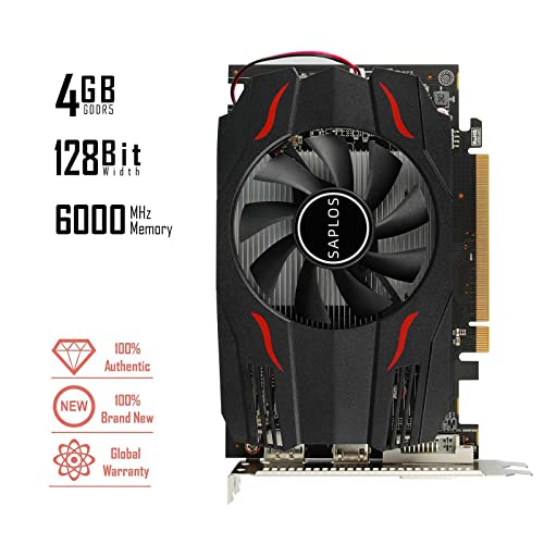 SAPLOS Radeon RX 550 Graphics Card, 4GB, GDDR5, 128-Bit, DisplayPort DVI-D HDMI, ITX Design, PC Video Card Gaming, 4K Output, Computer GPU, DirectX 12