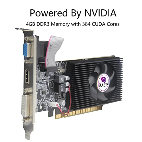 KAER GT 730 Graphics Card, 4GB DDR3, DirectX 11 128 Bit, VGA/DVI-D/HDMI, PCI Express 2.0 x 16, Nvidia Video Card, Computer GPU