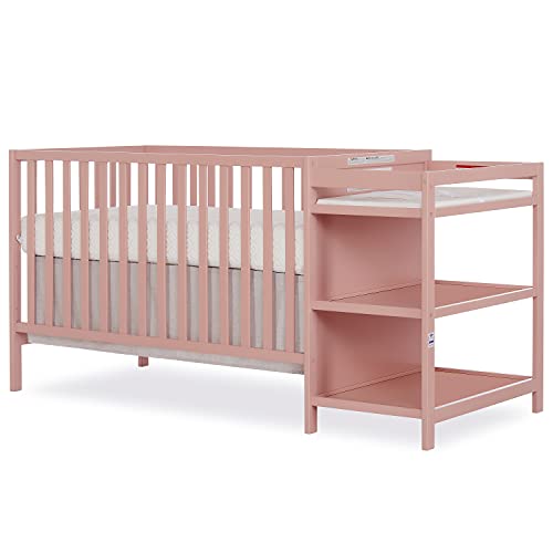 Dream On Me Synergy Convertible Crib and Changer in Dusty Pink
