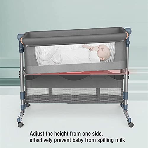 Bedside Sleeper Bedside Crib, Baby Bassinet 3 in 1 Travel Baby Crib,Bedside Bassinet co Sleeper with Breathable Net,Infant Bassinet for Bed (Gray)