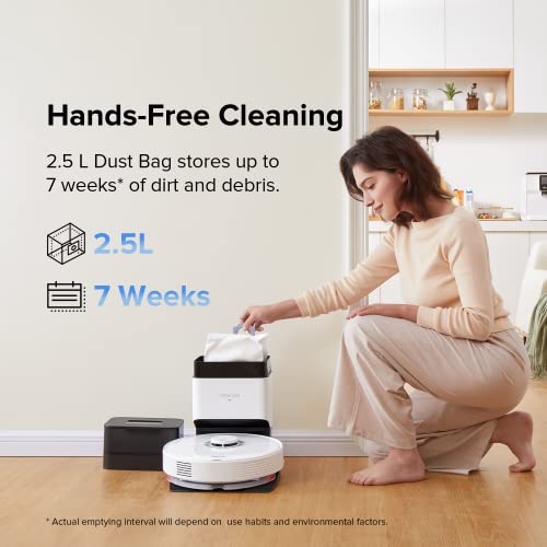 roborock Q7 Max+ Robot Vacuum and Mop with Auto-Empty Dock Pure, Hands-Free Cleaning for up to 7 Weeks, APP-Controlled Mopping, 4200Pa Suction, No-Mop&No-Go Zones, 180mins Runtime, Works with Alexa
