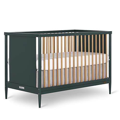 Dream On Me Clover 4-in-1 Modern Island Crib with Rounded Spindles I Convertible Crib I Mid- Century Meets Modern I Coordinates with The Clover Changing Table, Olive, 54.3x30.3x36.3 Inch (Pack of 1)