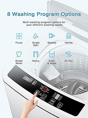 ke- Full Automatic Washing Machine, 1.5Cu.Ft 11lbs Capacity Portable Machine, 8 Programs 10 Water Levels Energy Saving Top Load Washer for Apartment Dorm