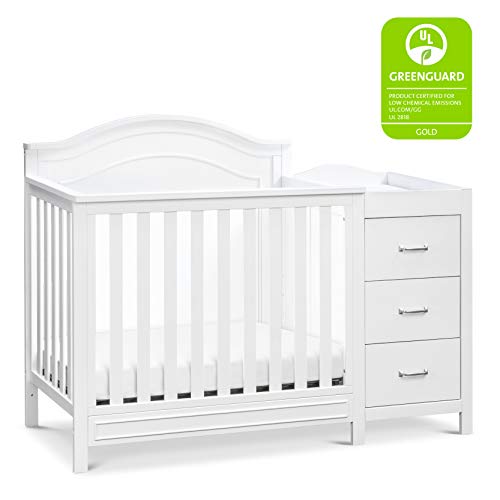 DaVinci Charlie 4-in-1 Convertible Mini Crib and Changer Combo in White, Greenguard Gold Certified