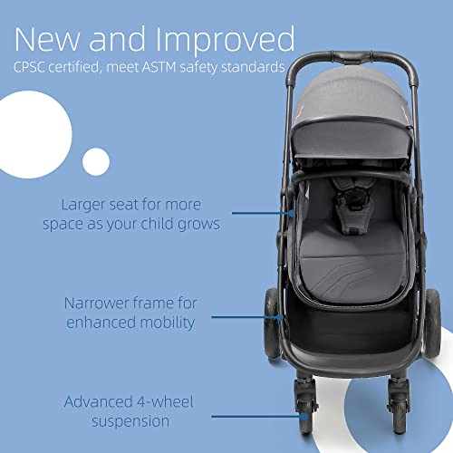 Mompush Wiz 2-in-1 Baby Stroller with Bassinet Mode - Foldable Infant Stroller to Explore More as a Family - Toddler Stroller with Reversible Stroller Seat - Travel System Compatible